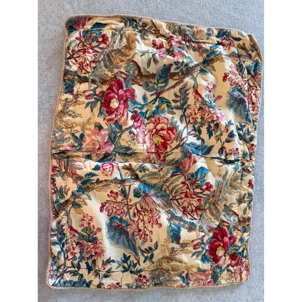 Lauren Ralph Lauren Floral Pillow Shams Set 2 Standard Cotton Braided Rope Trim - Picture 7 of 10